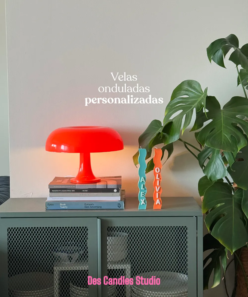 Vela ondulada personalizada mint y naranja