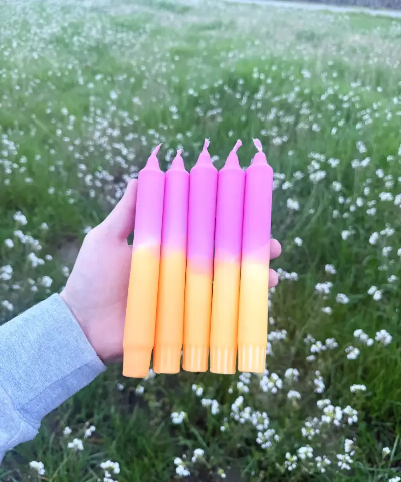Velas decorativas bicolor rosa naranja